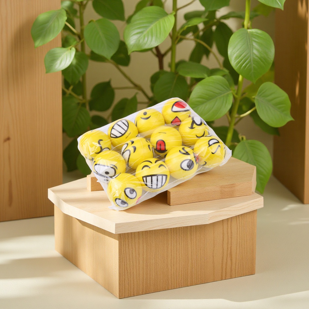 10cm yellow expression foam PU balls, photography props, sponge, children's toys, smiling face pressure balls, exquisite handicrafts, easily release stress, be happy every day