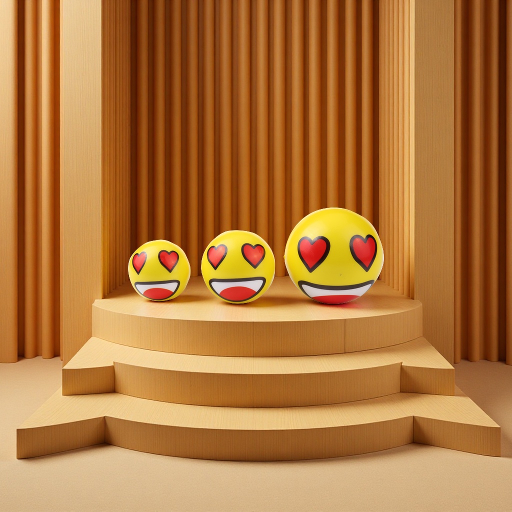 10cm yellow expression foam PU balls, photography props, sponge, children's toys, smiling face pressure balls, exquisite handicrafts, easily release stress, be happy every day Item Picture