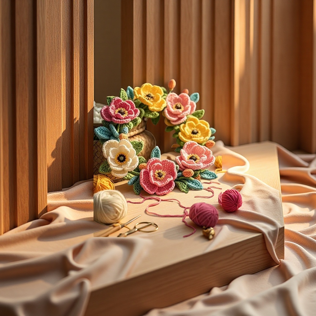 Eternal flower handicrafts, hand-woven woolen yarn flowers, creative home decorations, exquisite gifts and artworks details Picture