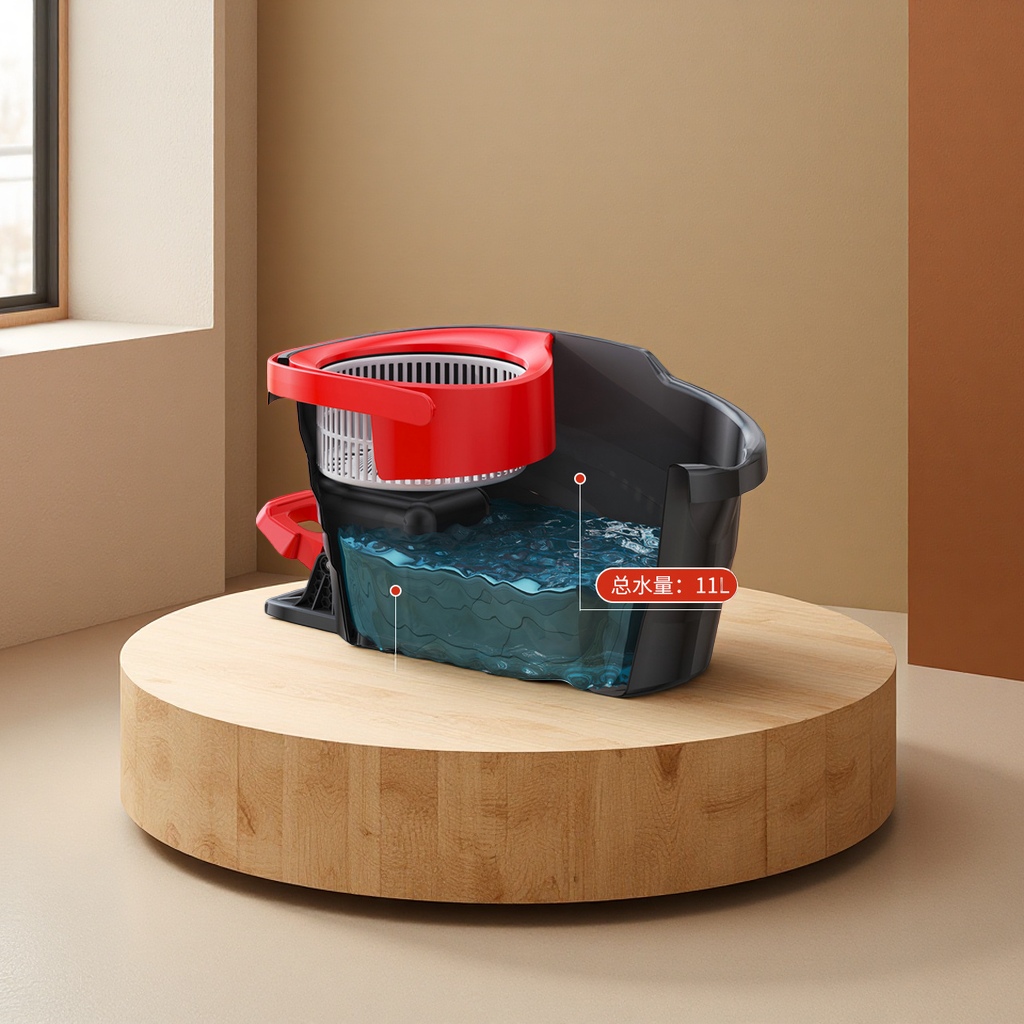 Rotating mop, foot-operated mop bucket, rotating household mop cloth, household one-mop cleaner, foot-operated rotating cleaning mop set details Picture