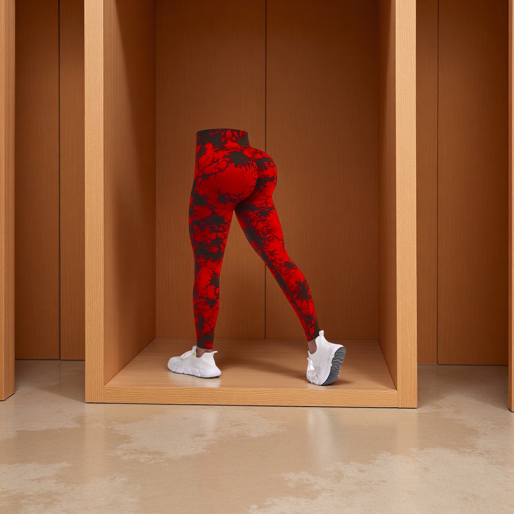 New seamless tie-dyed peach-lifting tight-fitting sports trousers from Europe and America, high-elastic, high-waisted, belt-tightening running, fitness and yoga stockings, high-quality, comfortable and breathable details Picture