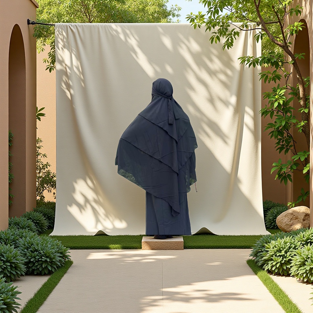 2025 New Amazon cross-border Middle East Dubai Muslim headscarf Solid color chiffon Arab shawl abaya three-layer design cape style