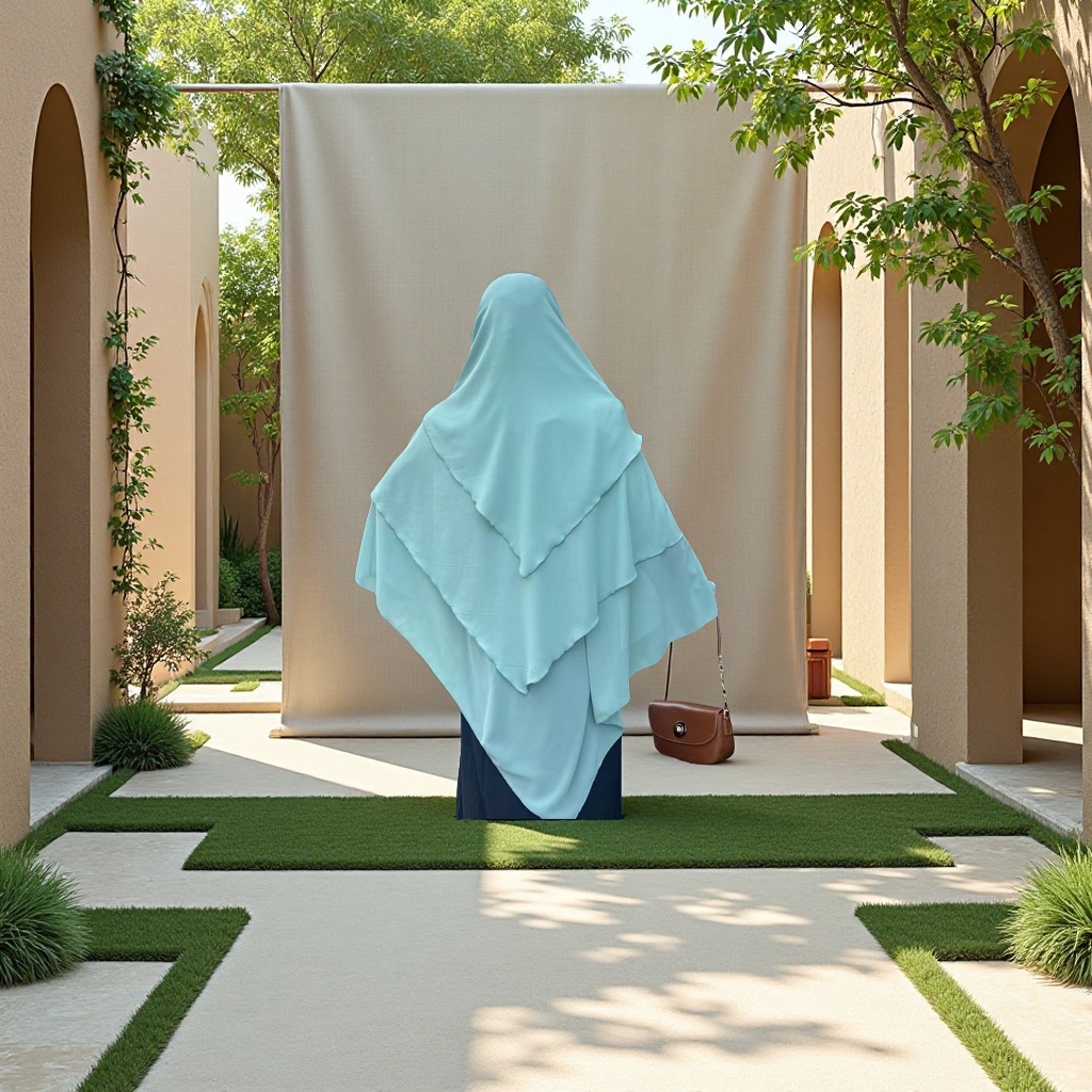 2025 New Amazon cross-border Middle East Dubai Muslim headscarf Solid color chiffon Arab shawl abaya three-layer design cape style details Picture