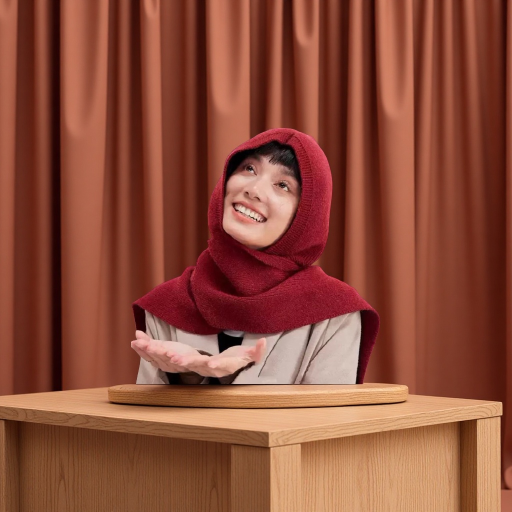 品牌【森多娜】针织帽 2025新款女士加厚披肩外搭连帽围脖一体氛围感针织围巾保暖针织帽多功能2件套 时尚保暖必备