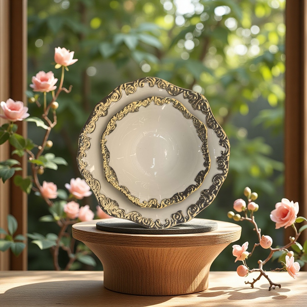 "陶瓷餐具套装搬家必备 高档餐具陶瓷盘餐盘 美观耐用陶瓷盘 餐桌新装饰"