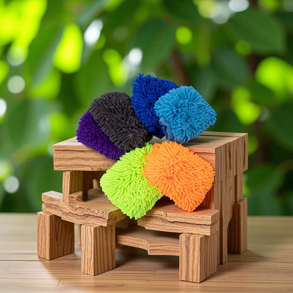 双面雪尼尔手套 加密长毛材质 洗车手套。洗车工具用品