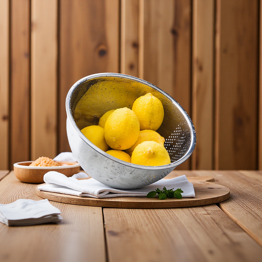 304 stainless steel thickened round vegetable washing basin, draining basket, kitchen and household water, fruit basket, rice-washing basket, rice-washing sieve, rice sieve, vegetable washing wonder Application Scenario