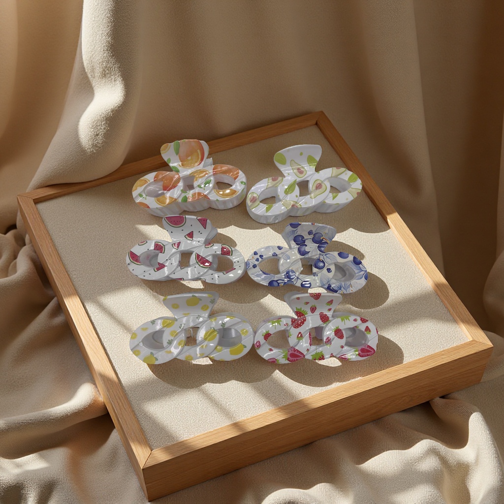 Fashionable ladies' printed grab clip hair accessory, beautiful hair accessory, unique design, elegant charm, handcrafted
