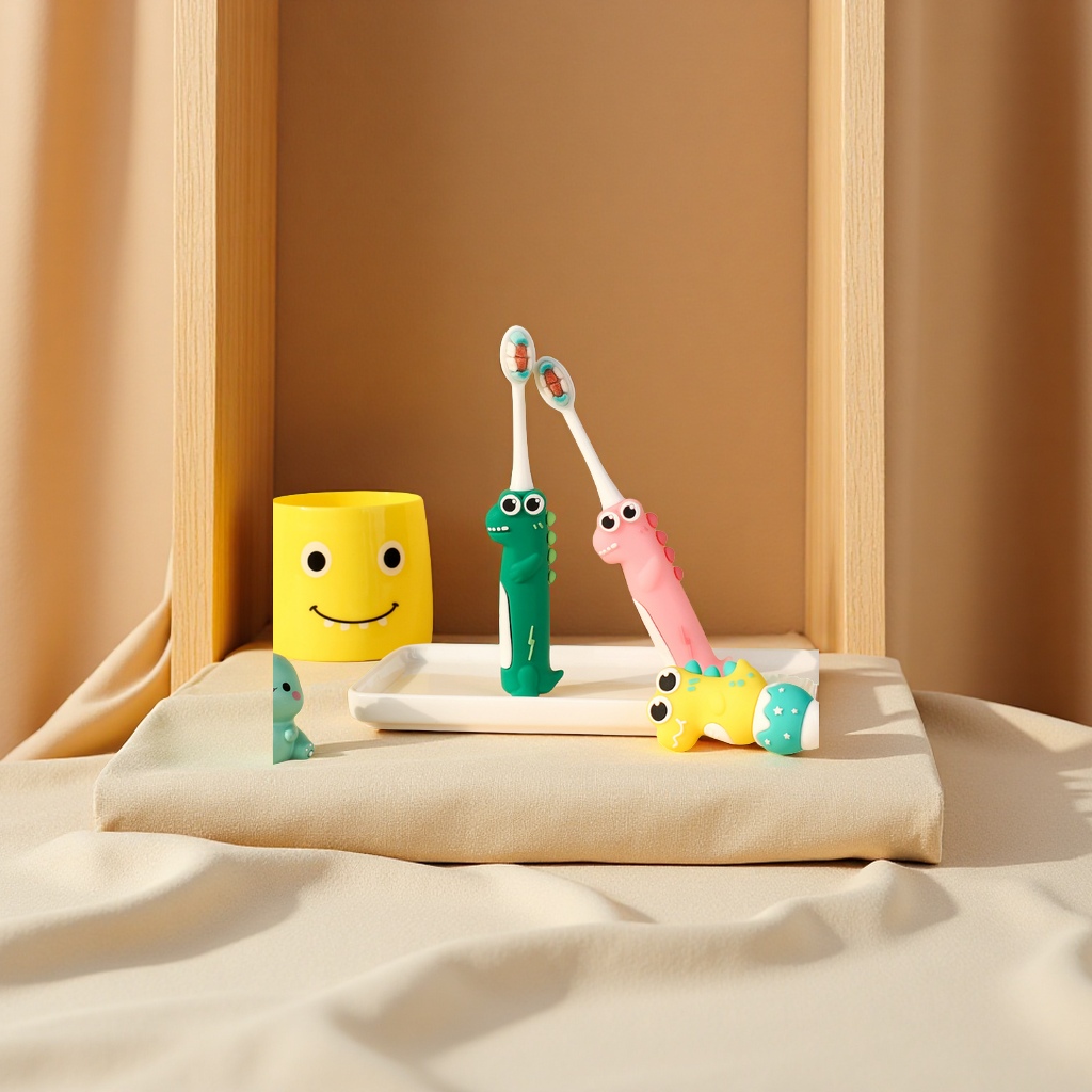 儿童牙刷软毛1-2-3到6-12岁适用 小恐龙乳牙刷 婴儿牙膏刷牙宝宝专用 温和护理乳牙 婴儿牙刷牙膏套装详情图2
