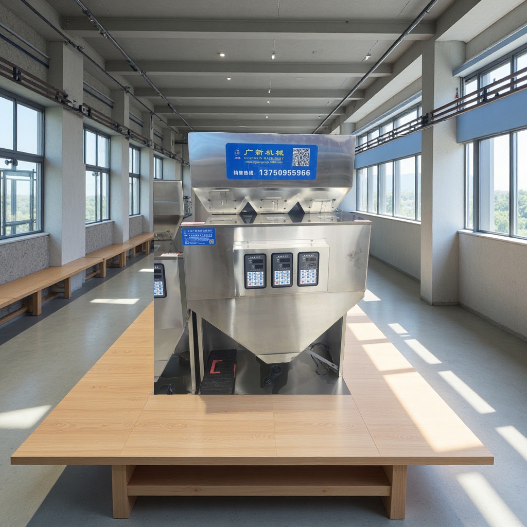 The fully automatic high-efficiency three-head filling machine is a precise metering device suitable for materials such as peanuts and soybeans details Picture