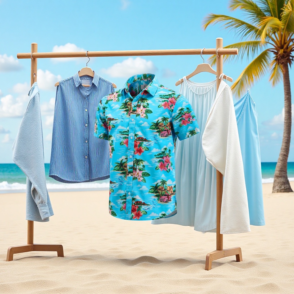 沙滩衣，休闲衬衫，宽松短袖衫细节图