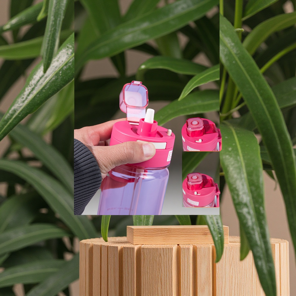 Xile Daoqi outdoor sports and fitness car portable water cup, office and student hand-held straw, tritan water bottle, plastic cup, healthy, environmentally friendly, odorless Specification image