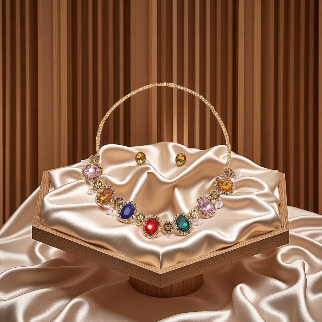 锌合金材料打造南亚风格女式首饰套装复古个性夸张设计项链加耳环 适合日常派对度假时尚搭配产品图