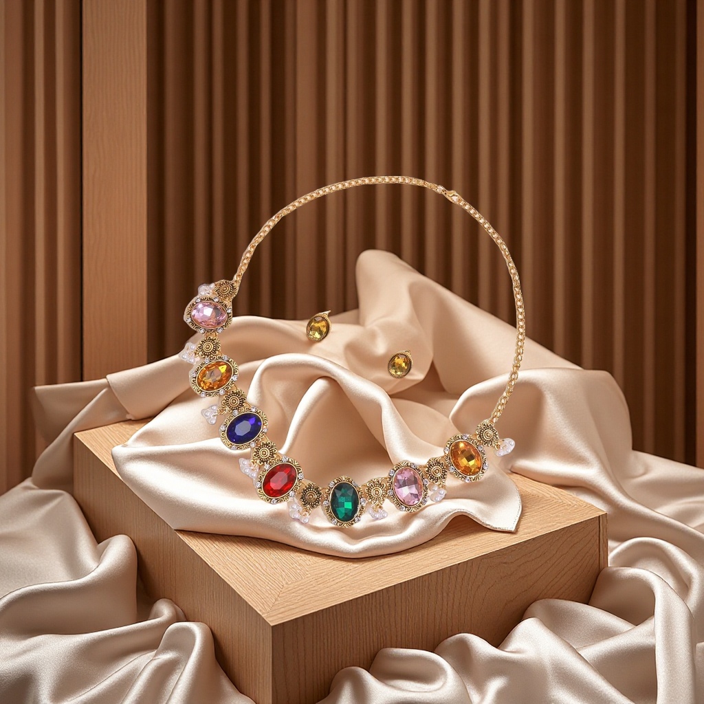 锌合金材料打造南亚风格女式首饰套装复古个性夸张设计项链加耳环 适合日常派对度假时尚搭配