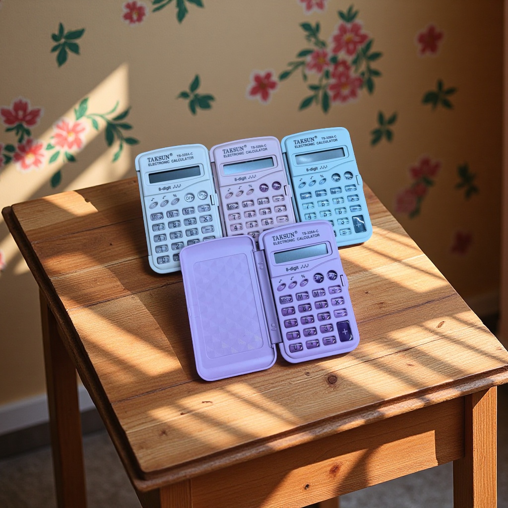 Student flip cover computer, macaron-colored transparent key calculator, 8-digit calculator details Picture