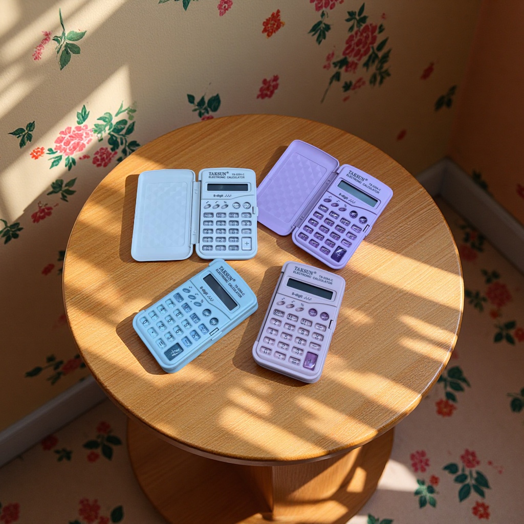Student flip cover computer, macaron-colored transparent key calculator, 8-digit calculator Item Picture