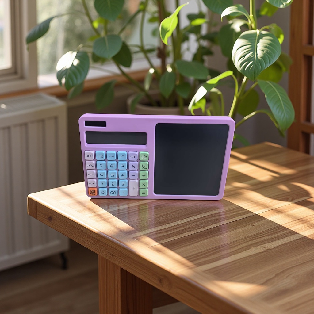 Solar-powered handwriting tablet calculator, multi-functional computer, LOGO advertisement customization, office essential desktop calculator, 12-digit computer details Picture