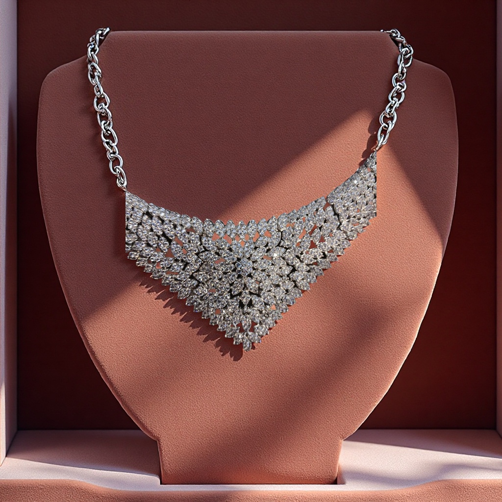 Micro-inlaid zircon necklace set, Zircon necklace jewelry set, bracelet jewelry [Minimalist style jewelry set] Two-piece necklace and earrings, elegant layering combination, daily commuting and date accessories, light luxury and niche design Specification image