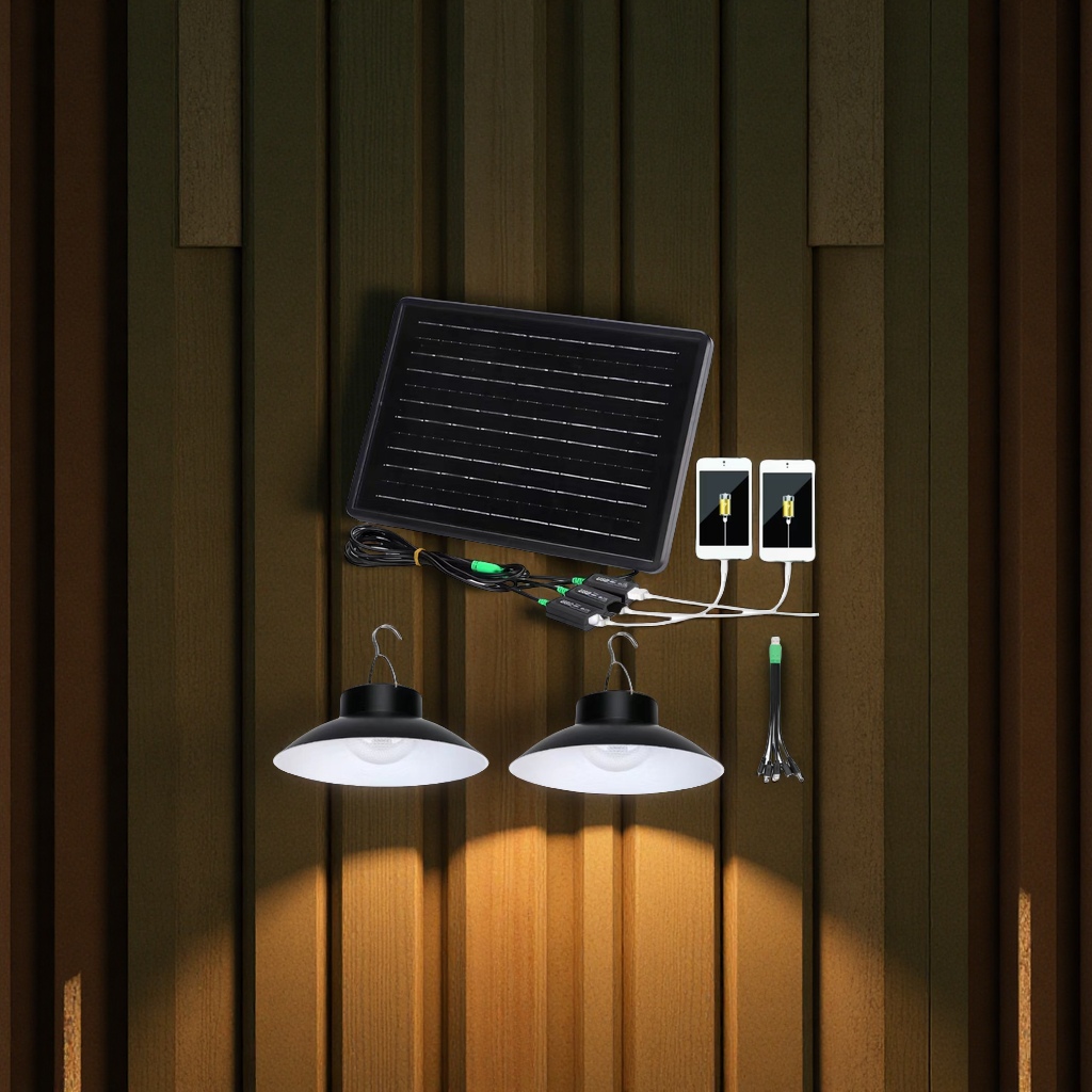 2024热卖家用便携式露营太阳能充电板迷你灯套件 吸顶灯环保节能光源明亮持久耐用