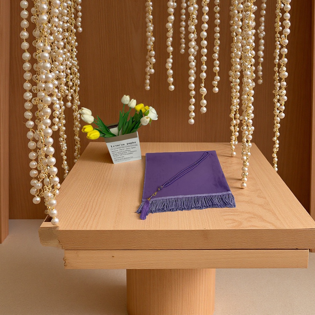 Factory direct sales of Islamic Buddhist prayer beads, prayer and chanting necklace figurines, plain and solid colors, super soft, multi-color portable prayer MATS in stock, 70*110cm details Picture