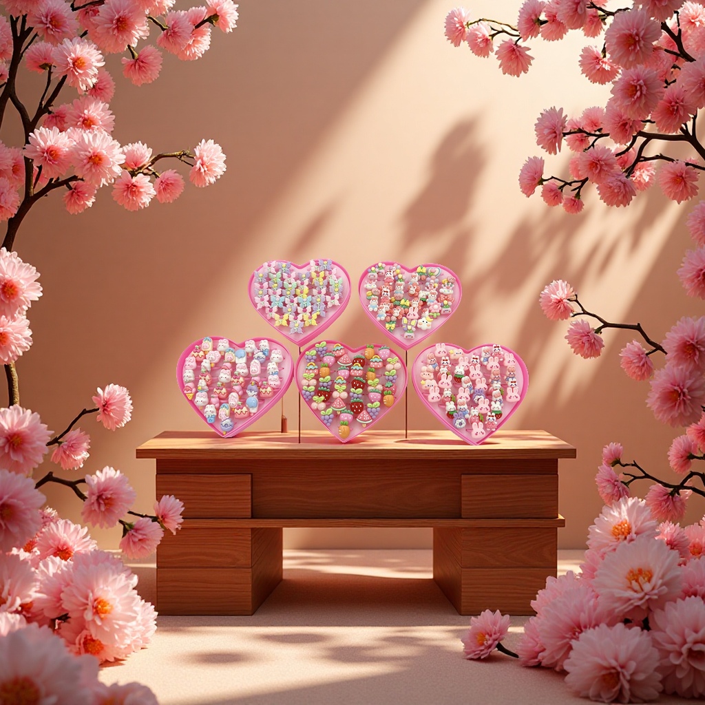 Children's 36-size adjustable ring, fashionable, cute, eco-friendly material, safe and harmless jewelry toy Application Scenario