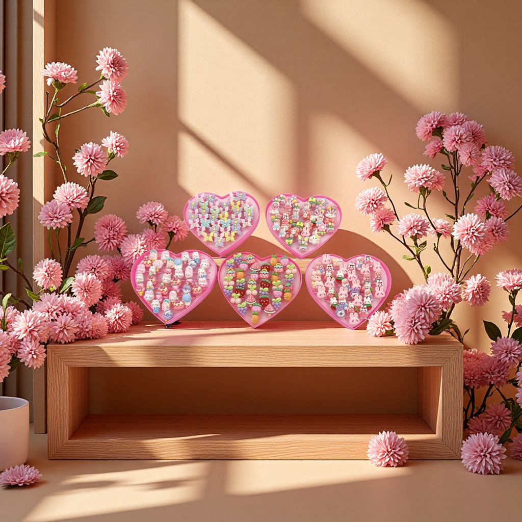 Children's 36-size adjustable ring, fashionable, cute, eco-friendly material, safe and harmless jewelry toy details Picture