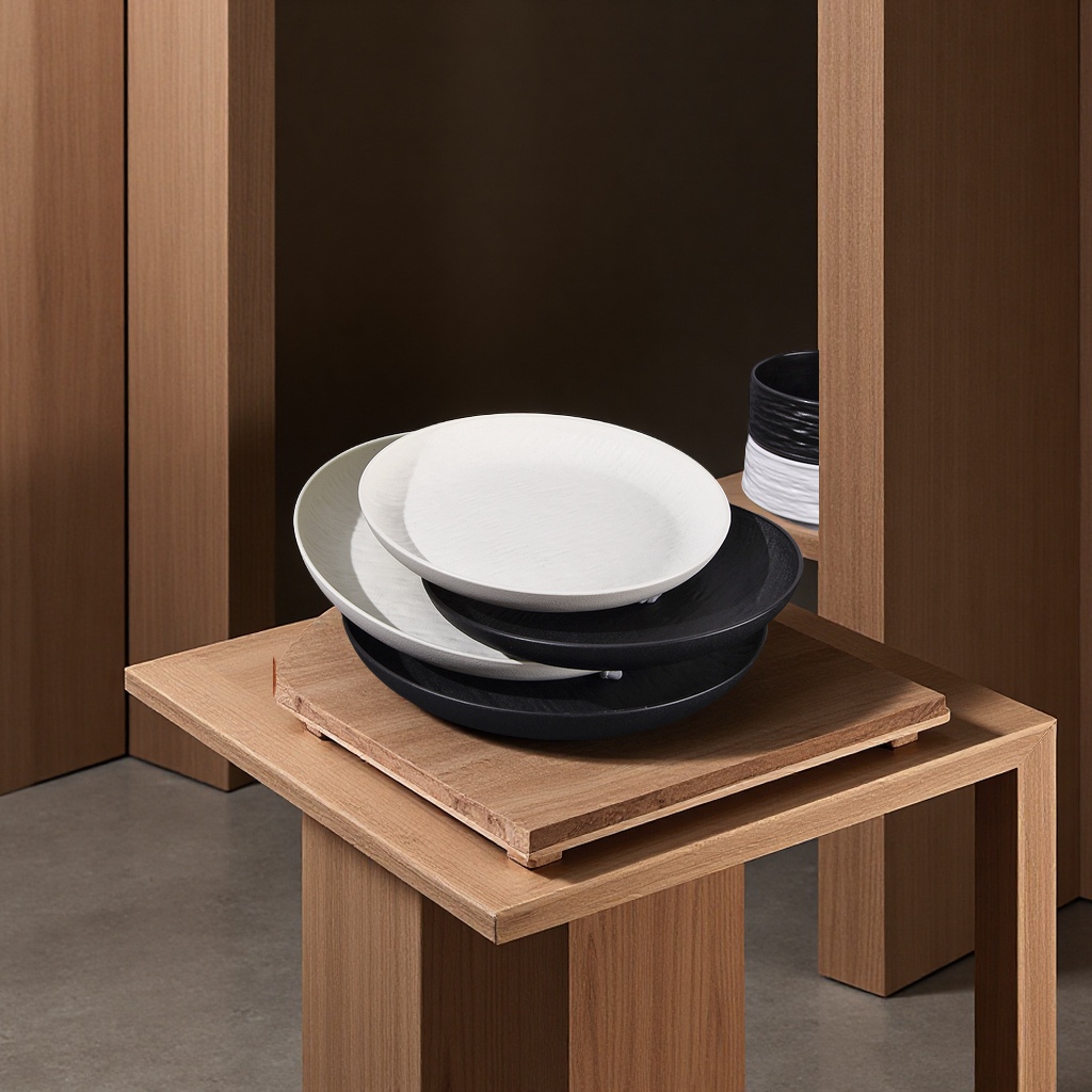 Japanese-style rock-patterned black and white high-quality household bowl and plate set, thickened and heat-resistant soup bowl, rice bowl, fruit and vegetable plate set selection details Picture