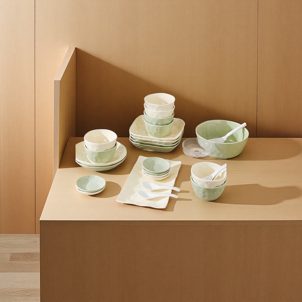 Nordic-style simple cream-colored ceramic bowl and plate set, high appearance level, InS-style tableware and plates, household tableware wholesale discount