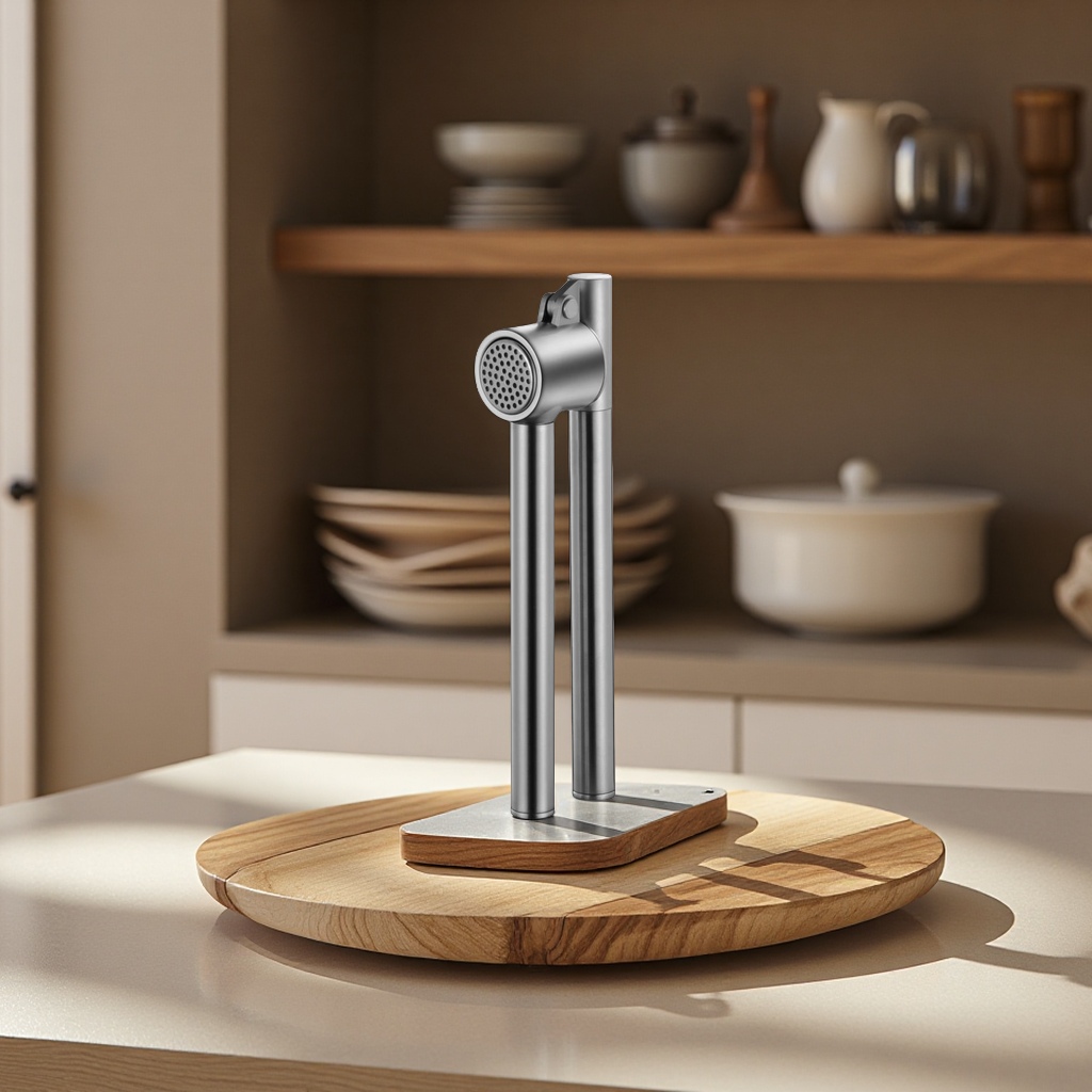 塑料压蒜器/剥蒜/手动压蒜泥器/蔬菜切碎器/压蒜器白底实物图