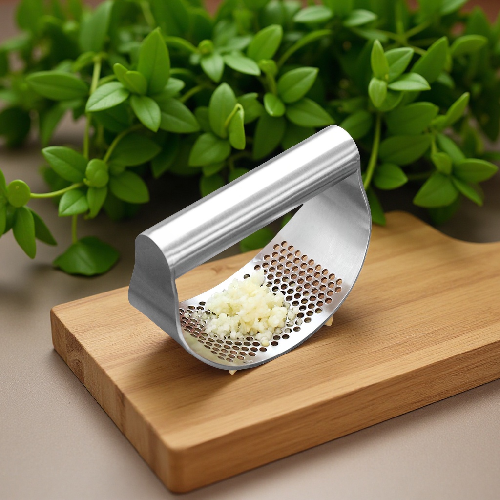 食品级迷你不锈钢压蒜器 环形手握式蒜泥器 手动姜蒜蓉捣碎器 剥蒜器厨房工具