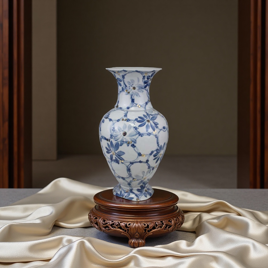 纯手工描金花瓶 家居装饰摆件 精美工艺陶瓷花瓶 客厅书房装饰品花瓶