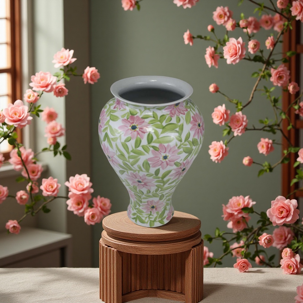 Jade floor-standing vases, glass vases, ceramic flower POTS, home decoration, living room flower arrangement artworks details Picture