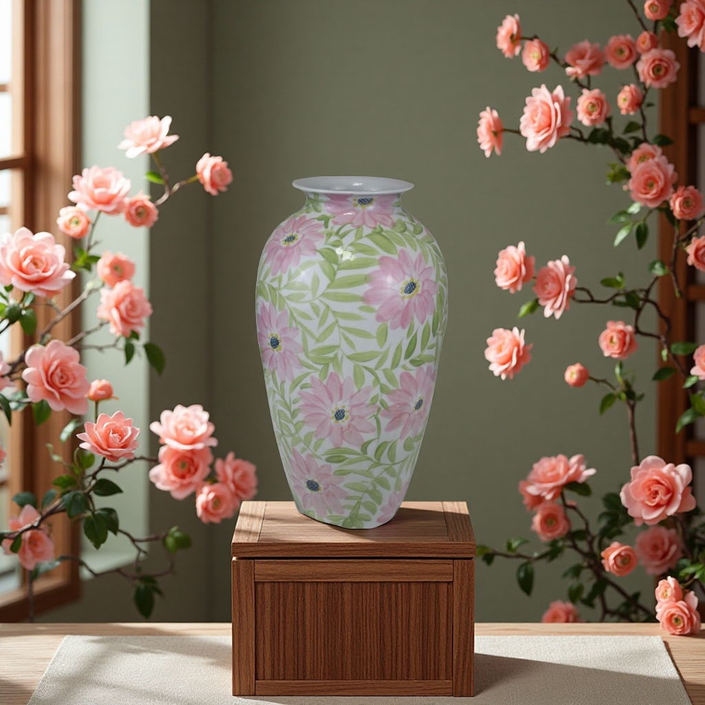 Jade floor-standing vases, glass vases, ceramic flower POTS, home decoration, living room flower arrangement artworks Application Scenario
