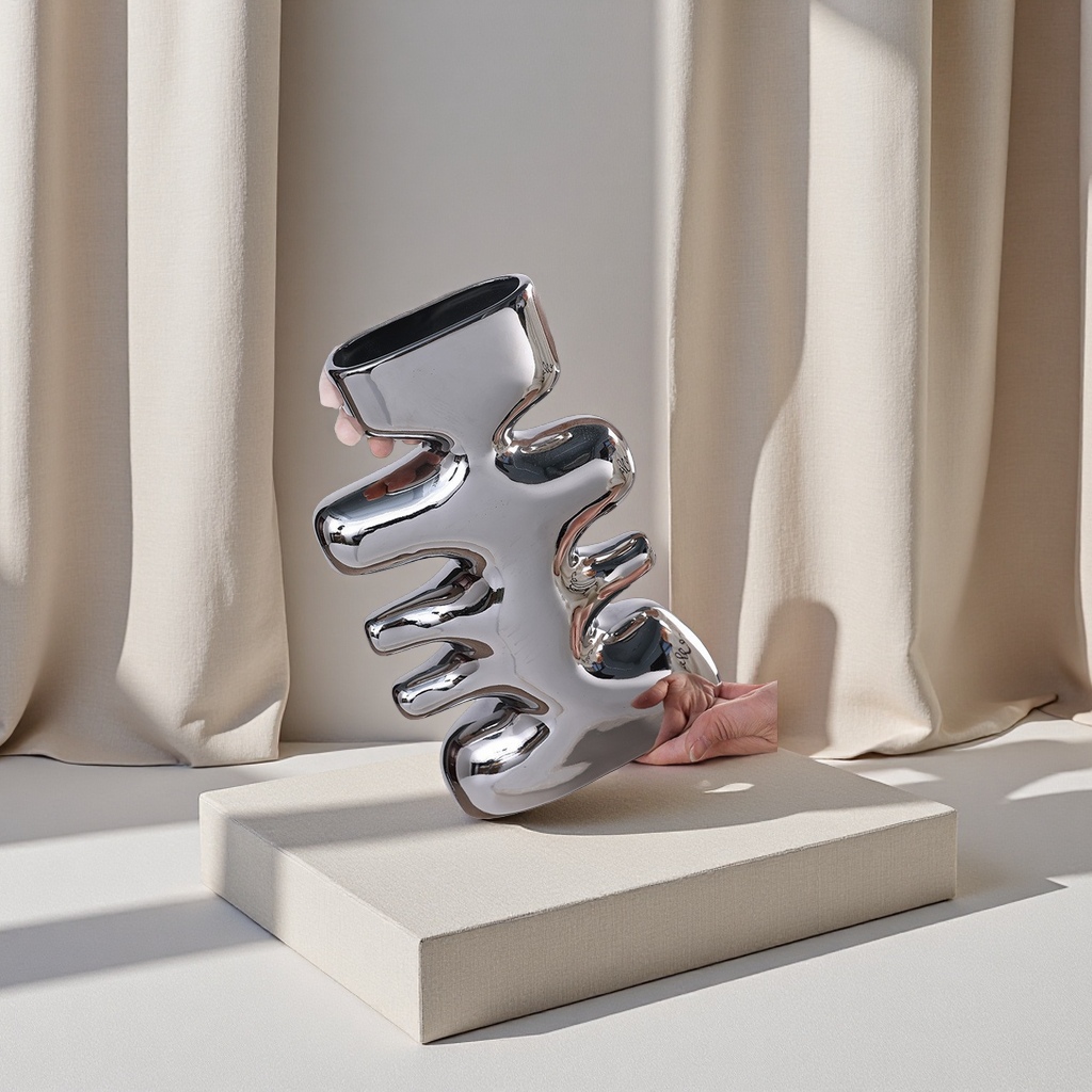 陶瓷/招财猫前台/陶瓷花/直筒陶瓷花瓶/双利陶瓷白底实物图