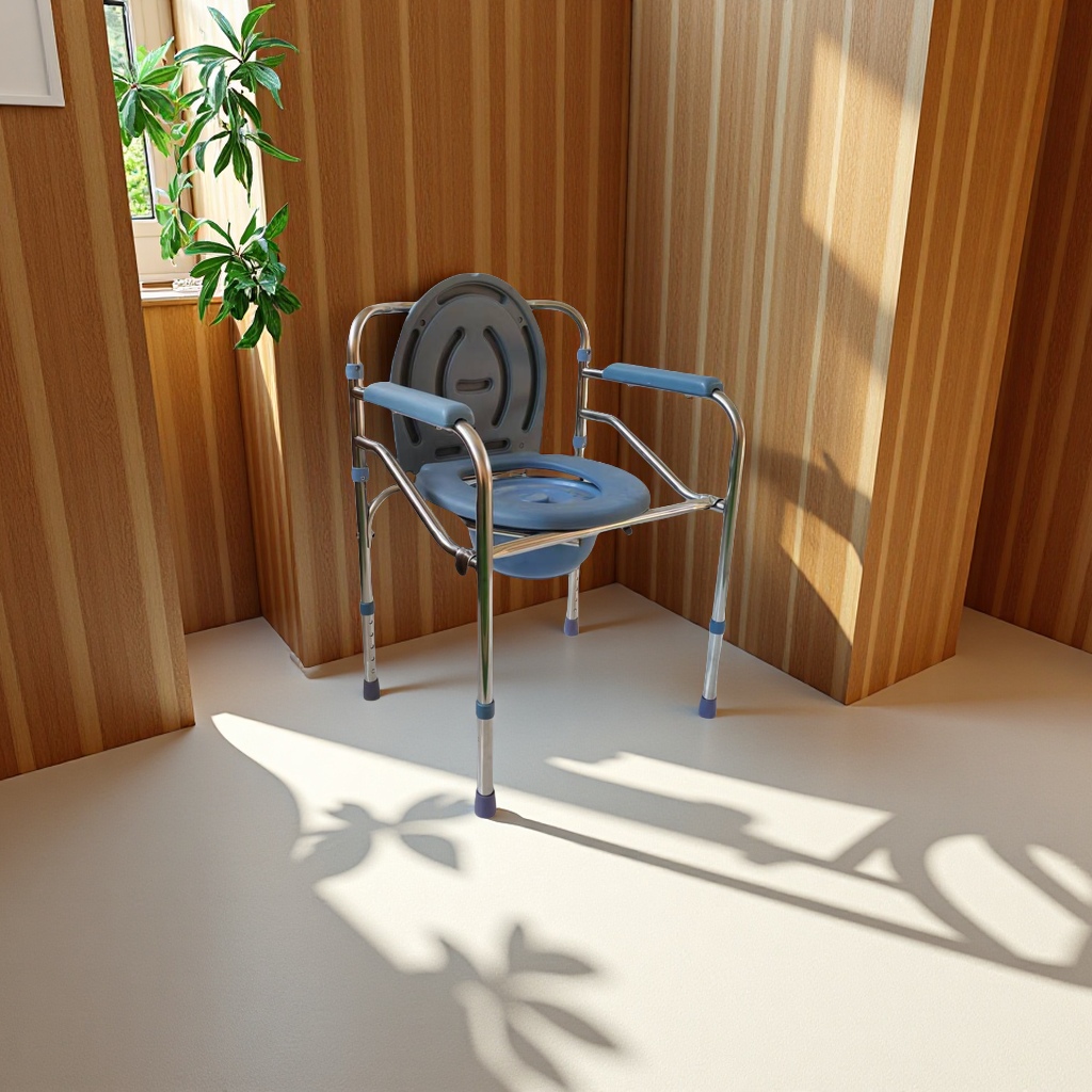 Foldable stainless steel elderly toilet chair, mobile toilet, pregnant women's toilet seat, disabled toilet assistance and health care stool Item Picture