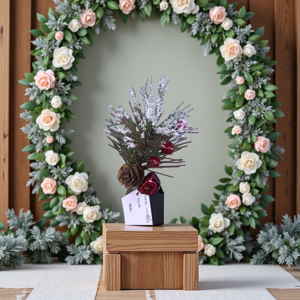 DIY woolen flower bridal veil, foam model head bouquet, knitted handcrafted wedding decoration creative products Specification image