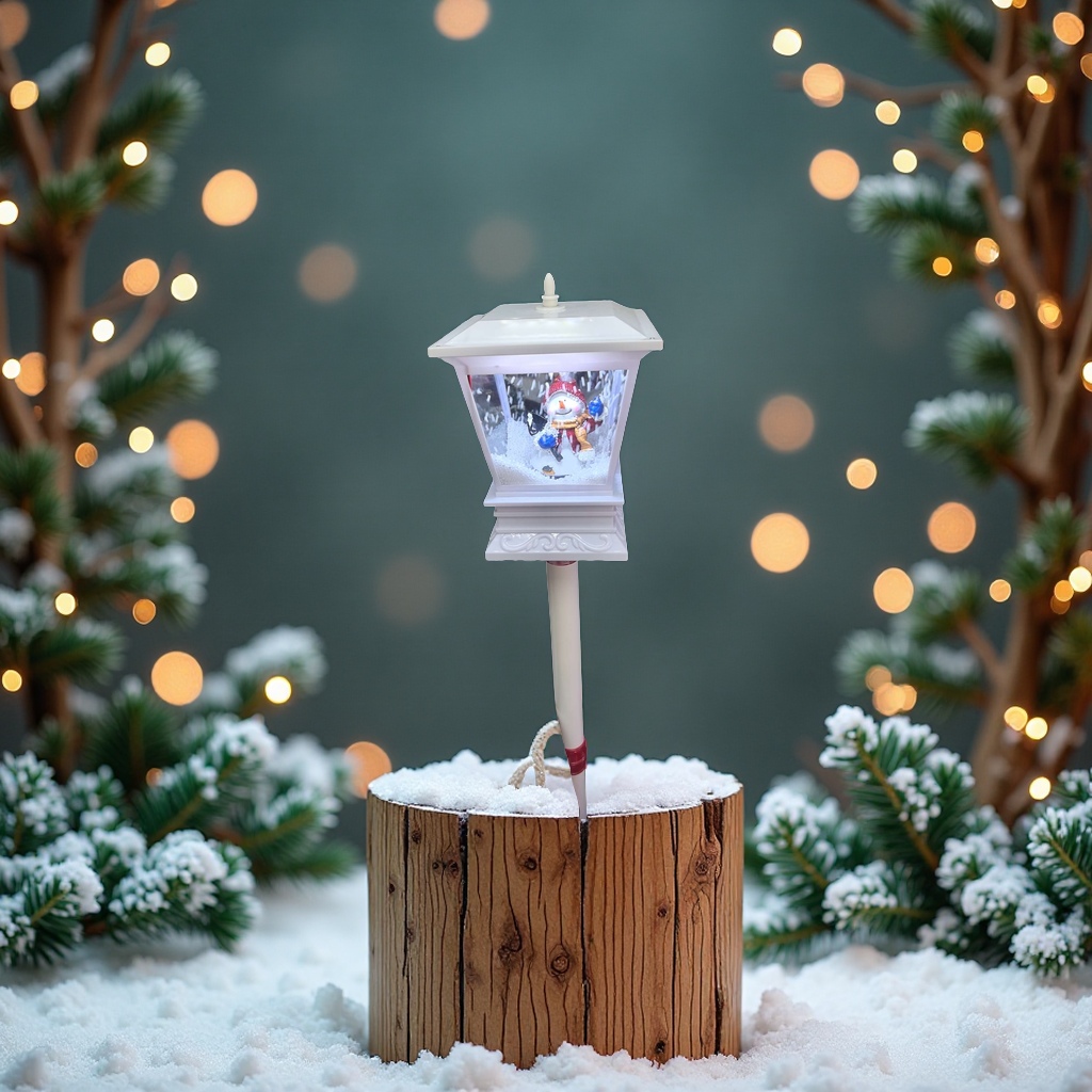 圣诞飞雪路灯摆件创意装饰灯节日氛围灯室内外布置雪景造型灯