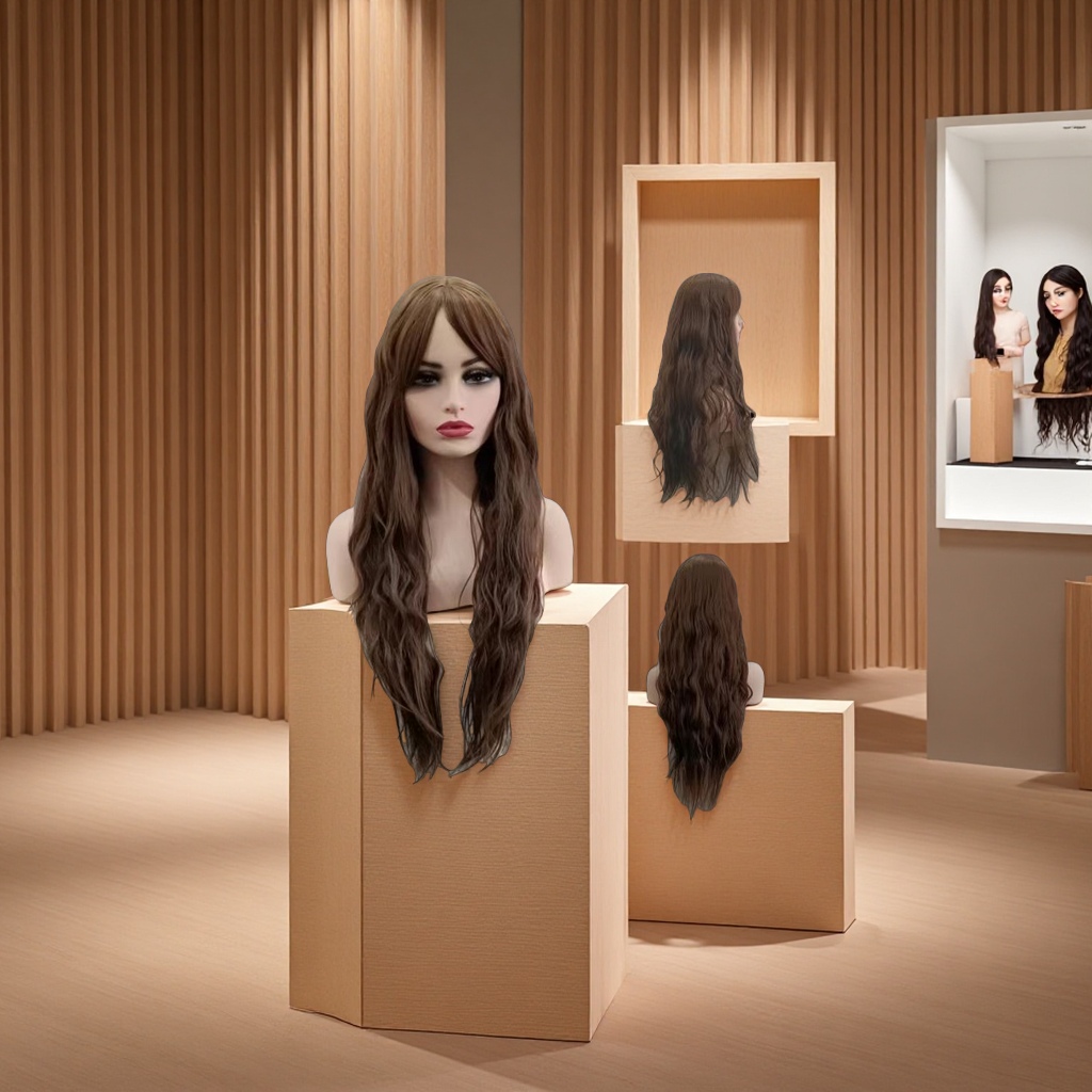 假发长直发实物图