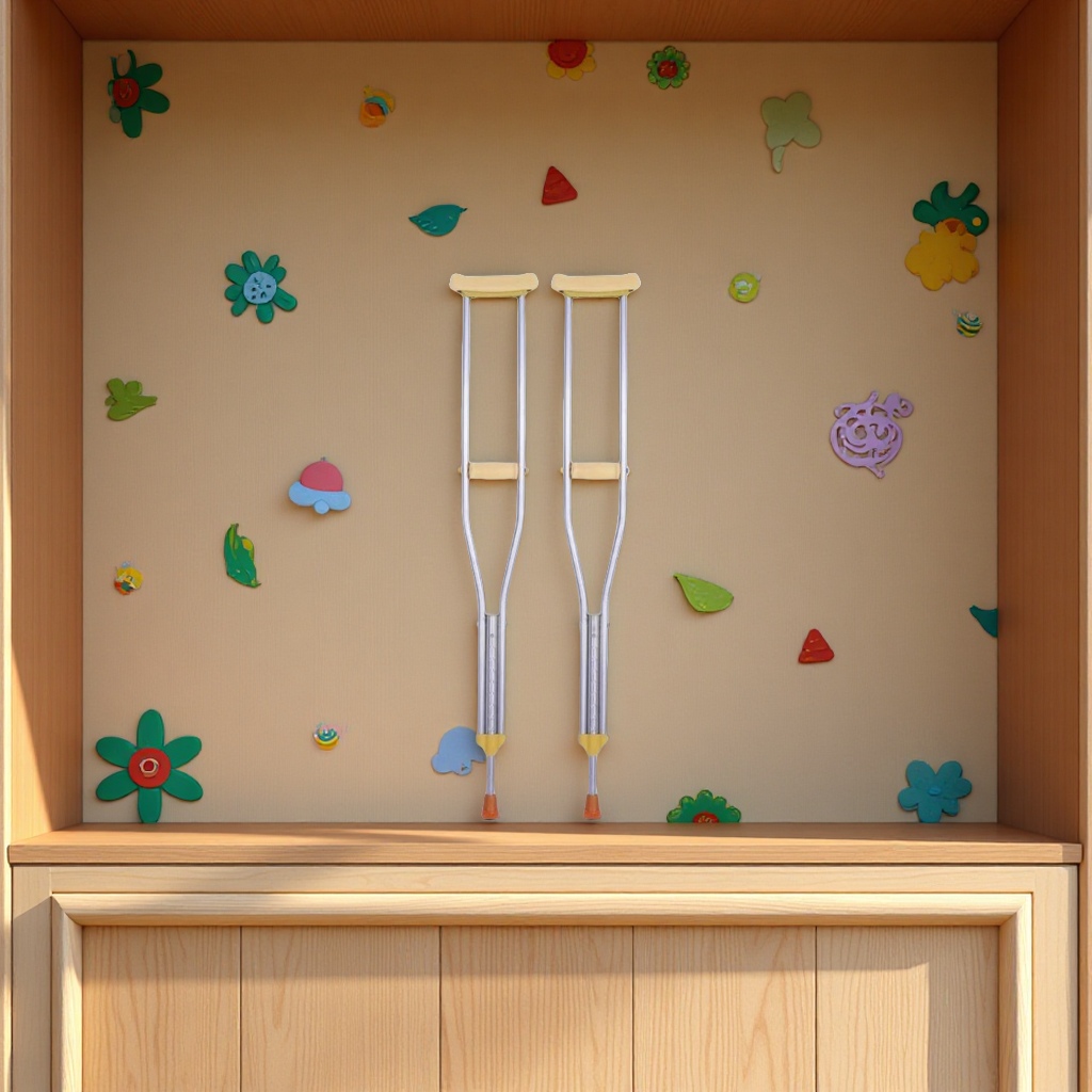 Wholesale accessories of special axillary crutches for children's aluminum alloy fractures, small anti-slip double crutches, stainless steel crutches, health care equipment