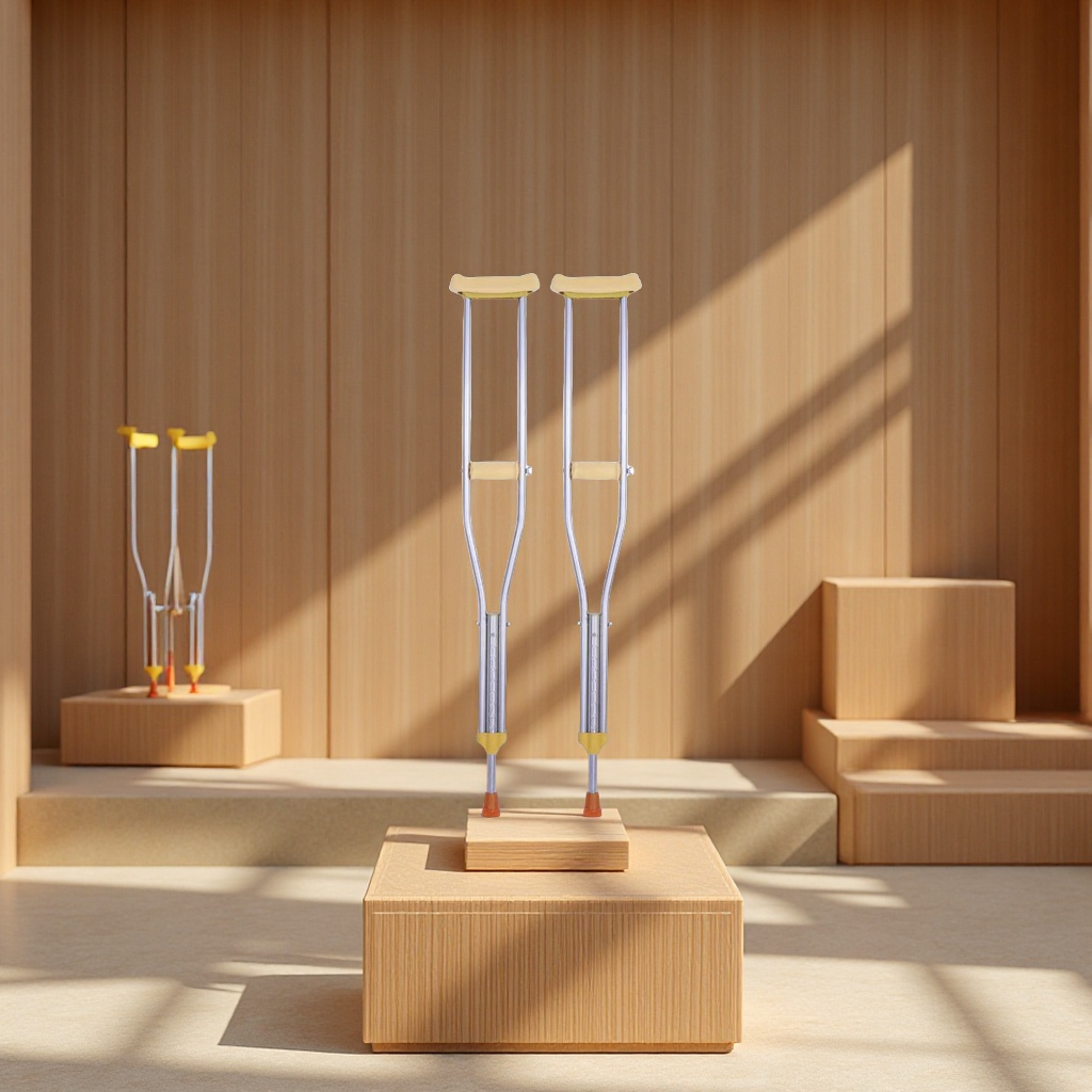 Wholesale accessories of special axillary crutches for children's aluminum alloy fractures, small anti-slip double crutches, stainless steel crutches, health care equipment details Picture