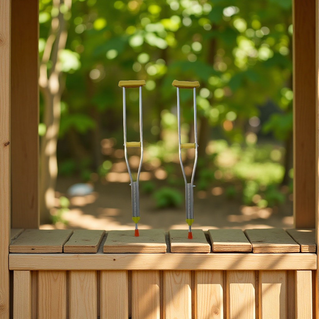 Wholesale accessories of special axillary crutches for children's aluminum alloy fractures, small anti-slip double crutches, stainless steel crutches, health care equipment Item Picture