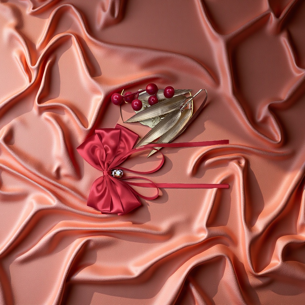 新年喜庆大红头饰 传统节日装饰 发饰点缀 红色喜庆风格产品图