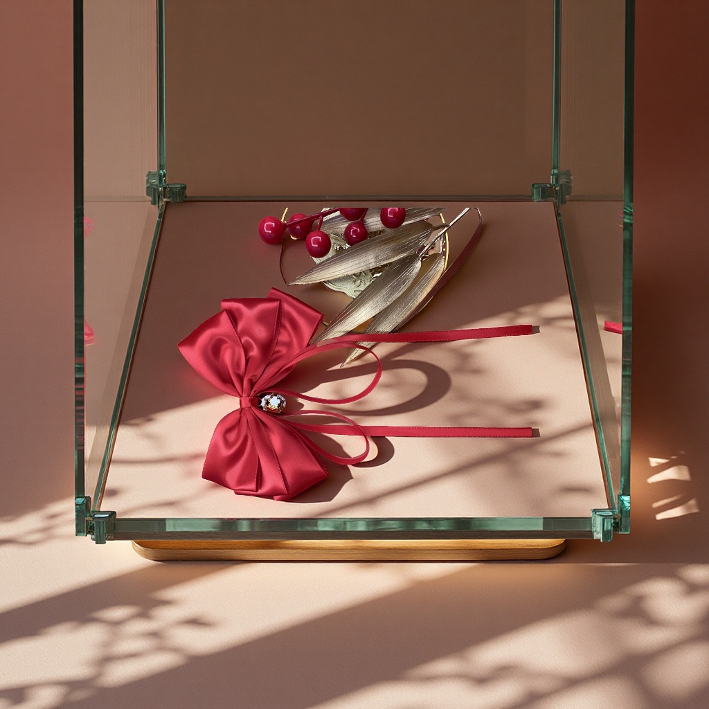 新年喜庆大红头饰 传统节日装饰 发饰点缀 红色喜庆风格