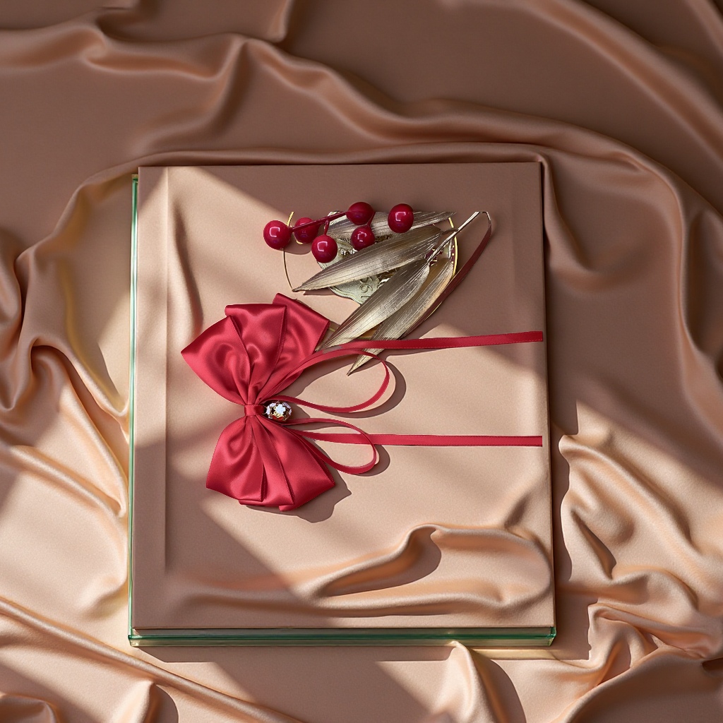 新年喜庆大红头饰 传统节日装饰 发饰点缀 红色喜庆风格细节图