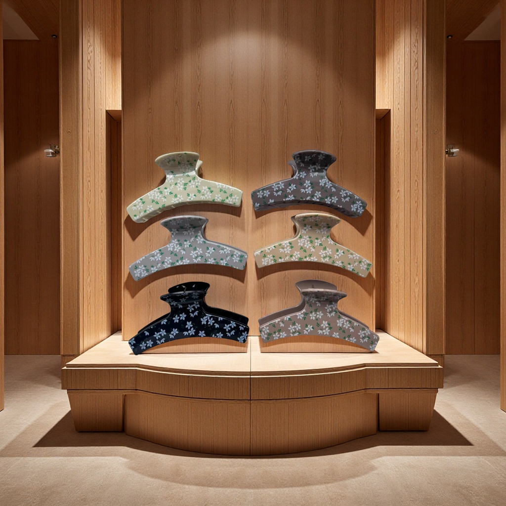 韩版时尚印花发夹10公分 气质百搭发饰简约优雅造型夹