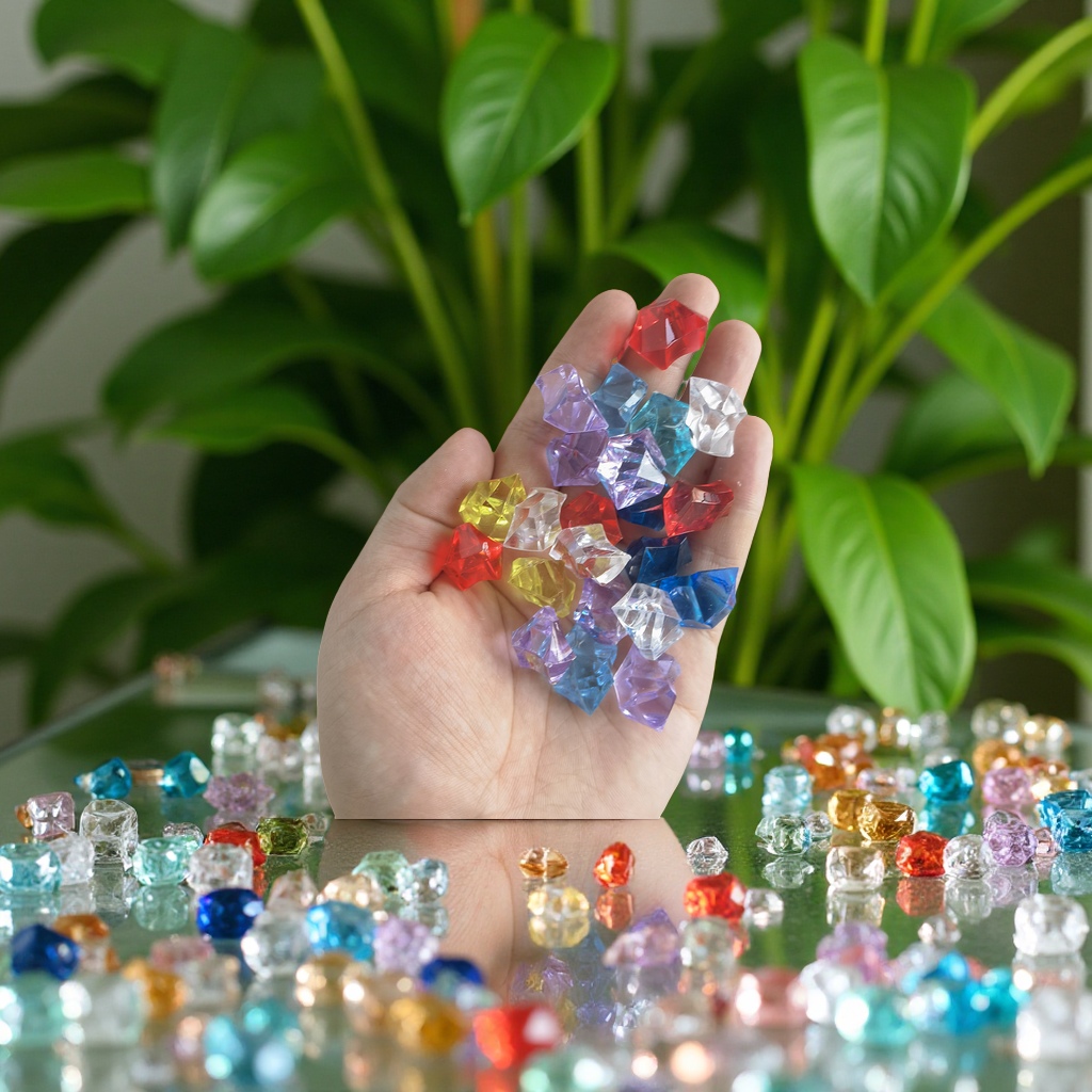 Artificial ice blocks, plastic stone, transparent acrylic, crystal stone, colored crystal porcelain, paintings, scattered beads, jewelry accessories, decorative materials Specification image