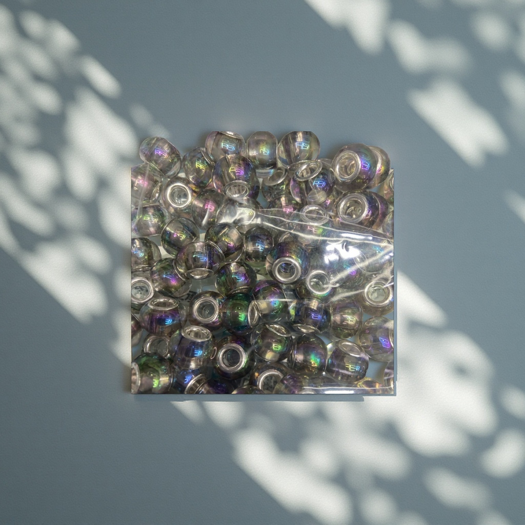 Laser colorful glass marbles, large-hole beads, DIY handmade jewelry materials, creative decorative accessories details Picture