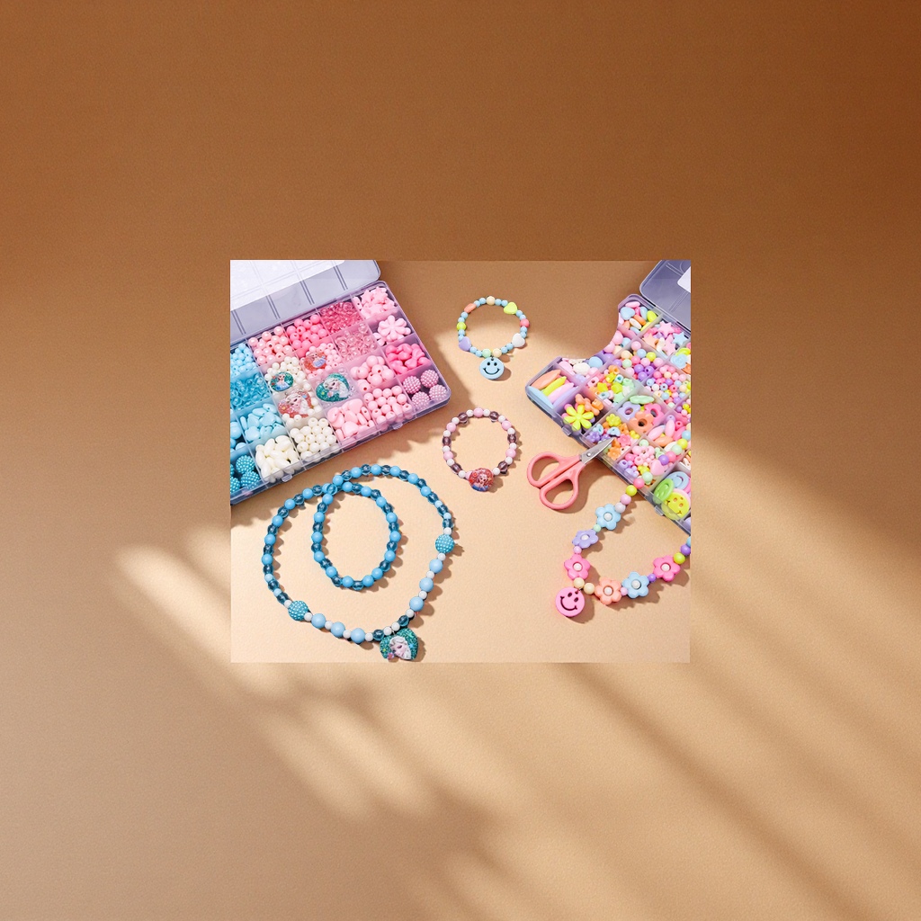 女孩益智串珠玩具DIY手工制作材料包水晶项链手链穿珠绕珠女童