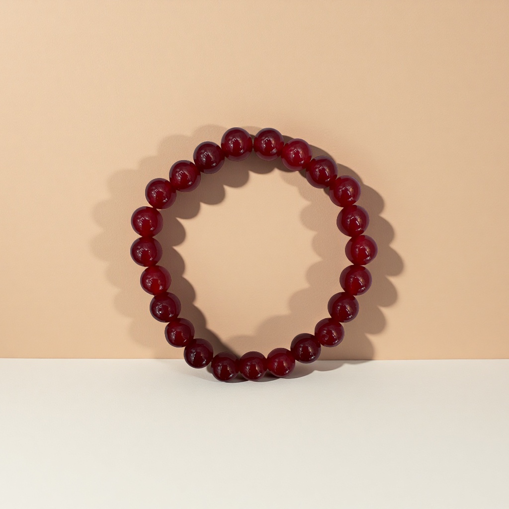 天然玛瑙手链 8mm红色玉石手链 时尚简约饰品 女士礼物