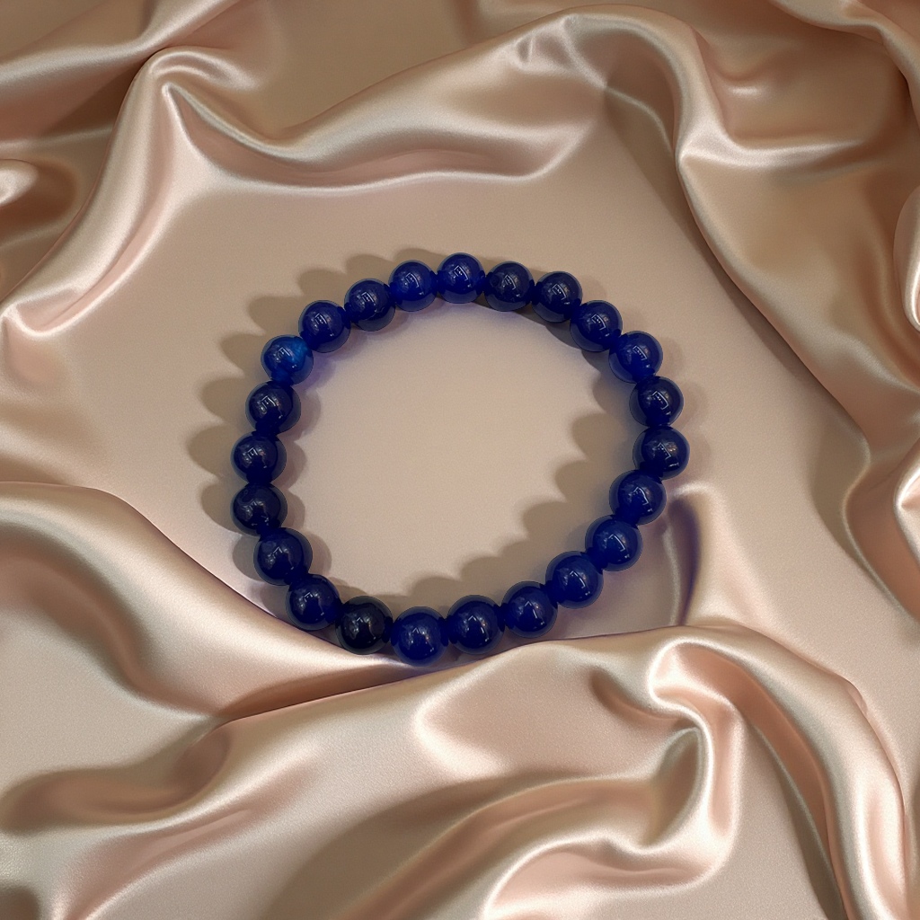 天然8mm蓝色玉石手链 时尚简约设计 礼物佳选 男女通用款